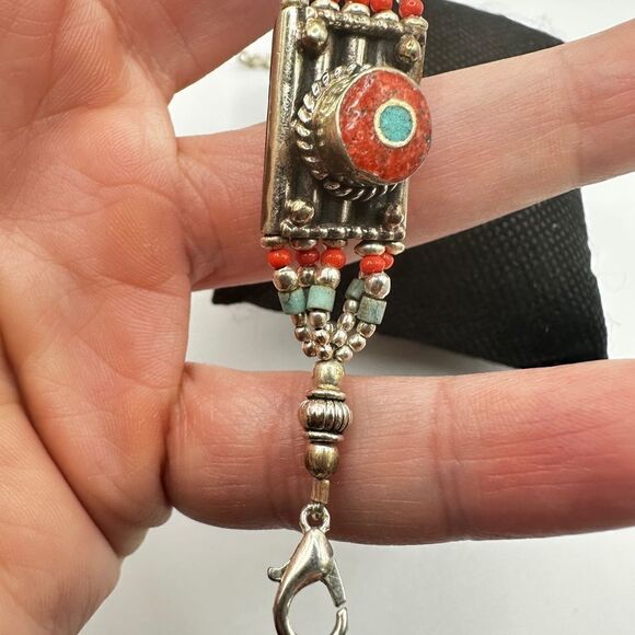 SALE! Amazing southwest style, silver plated and composite stone bracelet! - Picture 11 of 13